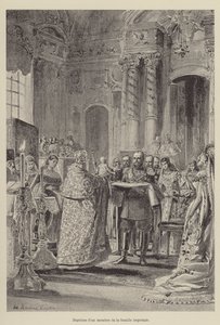 Dop av en medlem av den kejserliga familjen (gravyr) av French School