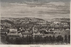 Bar-le-Duc (Bar le Duc) - departementet Meuse - gravyr i "La France illustree: geografi, historia, statistisk administration" av V.A. Malt-brunt. 1884 av French School