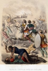 Barbarian Invasions - Attilas nederlag nära Chalons av French School