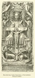 Basrelief i Saint-Ouen-kyrkan, vid Pont-Audemer (gravyr) av French School