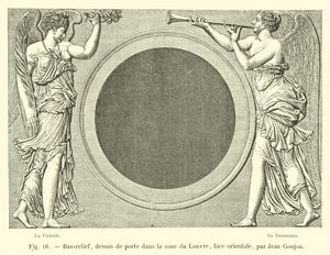 Basrelief, ovanför dörren på Louvrens innergård, östersida, av Jean Goujon av French School