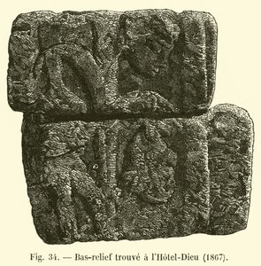 Basrelief hittad på Hotel-Dieu, 1867 av French School