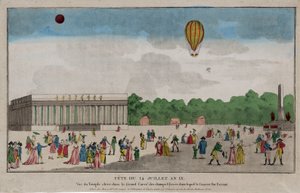 Bastilledagen, Paris, 14 juli 1801 (handfärgad gravyr) av French School