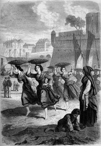 Bayonnes sardinhandlare på väg till Biarritz, Pyrenees Atlantiques (64) av French School