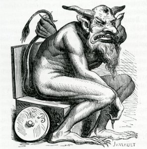 Belphegor, illustration från Dictionnaire Infernal av Jacques Albin Simon Collin de Plancy, 1863 av French School