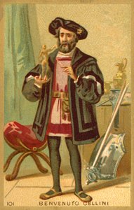 Benvenuto Cellini, italiensk konstnär (chromolitho) av French School