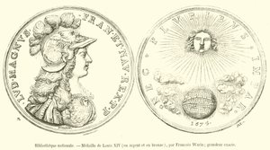 Nationalbiblioteket, Medalj av Ludvig XIV, i silver och brons (gravyr) av French School