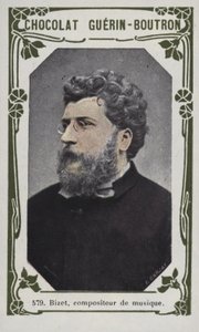 Bizet, kompositör (färgad bild) av French School