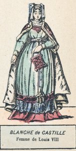 Blanche de Castille, Ludvig VIII:s fru (färgad gravyr) av French School