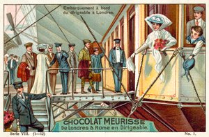 Gå ombord på luftskeppet i London (chromolitho) av French School