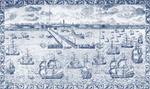 Bombardement av Dunkirk den 11 augusti 1695 (keramik) av French School