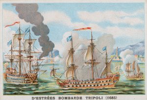 Bombardement av Tripoli av Jean II dEstrees, Frankrikes amiral, 1685 av French School