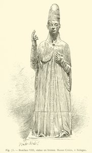 Bonifatius VIII, bronsstatyer, Museo Civico, Bologne (gravyr) av French School