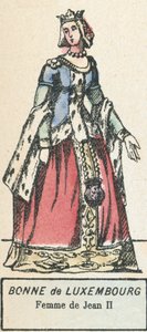 Bonne de Luxembourg, Femme de Jean II (färgad gravyr) av French School
