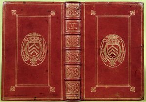 Bokomslag till Annals of Tacitus med Armand-Jean du Plessis, kardinal Richelieu (1585-1642) vapen (rött läder och guld) av French School