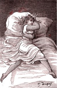 Gränsande hysteri. 1887 (gravyr) av French School