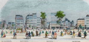 Boulevard Beaumarchais södra sida - rue Neuve-Saint-Gilles - rue des Tournelles - rue de Harlay - rue Saint-Claude - Gravyr i "Tableau-de-Paris" av Edmond Texier 1852 av French School