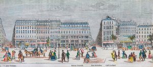 Boulevard Montmartre på södra sidan och boulevard des Italiens på södra sidan - Rue Vivienne - Maison Frascati - Rue Richelieu - Cafe Cardinal - Gravyr i "Tableau-de-Paris" av Edmond Texier 1852 av French School