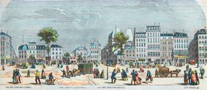 Boulevard des Filles du Calvaire och Boulevard du Temple - Rue Pont aux Choux - Rue des Filles-du-Calvaire - Rue Saintonge - Graverad i "Tableau-de-Paris" av Edmond Texier 1852 av French School