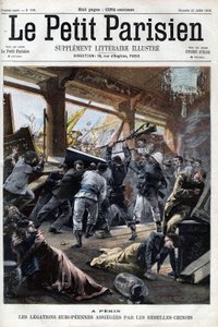 Boxerrebellernas europeiska legationer i Peking attackeras av rebellerna - i "Le petit Parisien" av French School