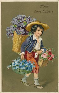 Pojke som bär blommor av French School