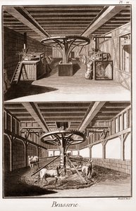 Brasserie - "The Grande Encyclopedia, eller Dictionnaire Raisonne des Sciences, des Arts et des Metiers" (Encyclopedia or Dictionary of the Sciences, Arts and Professions) av Denis Diderot (1713-1784) och Jean d
