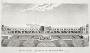 Bridge of Shiraz, Isfahan, från Voyages du Chevalier Chardin en Perse, et en autres Lieux d