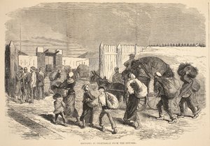 Att ta in grönsaker från förorterna, illustration från Cassells historia om kriget mellan Frankrike och Tyskland, 1870-1871 av French School
