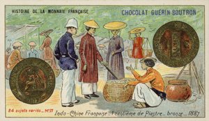 Brons 1 centime av en tallrik, Franska Indokina av French School