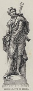 Bronsstaty av Figaro (gravyr) av French School