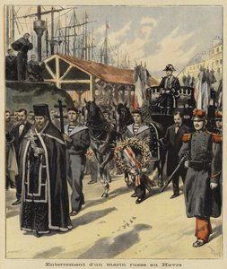 Begravning av en rysk sjöman i Le Havre, Frankrike, 1897