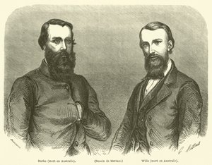 Burke, Wills, död i Australien (gravyr) av French School