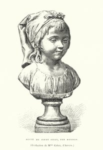 Byst av en ung flicka, av den franske skulptören Jean-Antoine Houdon, sent 1700- eller tidigt 1800-tal (gravyr) av French School