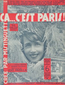 Ca...Cest Paris, omslag till Score of Song av Mistinguett, utgiven av Editions Salabert i Paris, 1926 av French School
