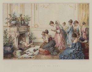 Julklappar (färg litho) av French School