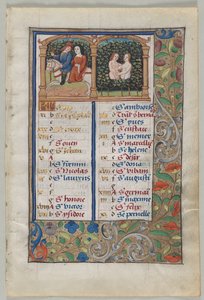 Kalendersida för maj (recto), ca 1510 (bläck, tempera, guld, pergament) av French School