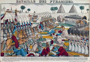 Kampanj (expedition) i Egypten (1798-1801): Slaget vid Egypten den 21/07/1798. Gravyr av 1800-talet. av French School