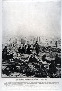 Kanoner på Buttes-Montmartre på kvällen den 18 mars 1871 (bw foto) av French School