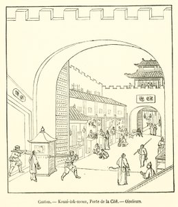 Kanton, Kouai-lak-moun, Stadsporten, Fågelfångare (gravyr) av French School