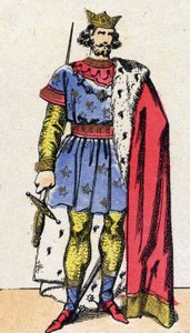 Capetian Dynasty: Porträtt av Ludvig VIII kallad Lejonet (1187-1226), Frankernas kung från 1223 till 1226. Epinal avbildning från slutet av 1800-talet. Privat samling. av French School