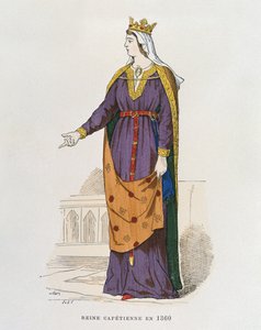 Capetian Queen 1360, från franska civila och militära dräkter genom århundradena av French School