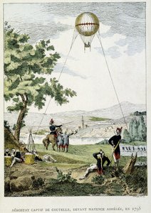 Captive aerostat av Jean Marie Joseph (Jean-Marie-Joseph) Coutelle (1748-1835), innan Mainz belägrade av French School