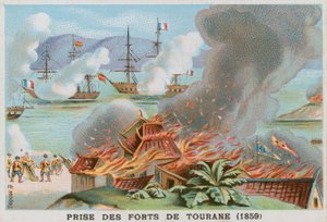 Erövring av forten i Tourane, 1859 av French School