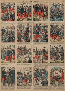 Karriär för den franske generalen Charles-Denis Bourbaki (färgad gravyr) av French School