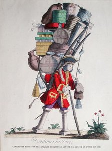 Karikatyr av Henri Jacques Nompar de Caumont (1675-1726), 5:e Duc de la Force, gjord av 