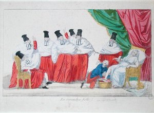Karikatyr av den franska konstitutionens födelse av French School