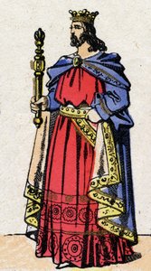 Karolingiska dynasti: Porträtt av Ludvig IV, känd som Outremer (921-954), kung av frankerna från 936 till 954. Epinal avbildning från slutet av 1800-talet. Privat samling. av French School