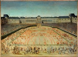 Karusell som gavs till Ludvig XIV framför Tuilerierna ... av French School