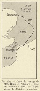 Karta över MM Herves och Allouards resa ombord på National (1886), Upplevelse av avvikaren a maxima (gravyr) av French School