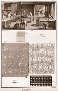 Cartier - Tillverkning av spelkort - "" The Grande Encyclopedia, eller Dictionnaire Raisonne des Sciences, des Arts et des Metiers"" (Encyclopedia or Dictionary of the Sciences, Arts and Professions) av Denis Diderot (1713-1784) och Jean d